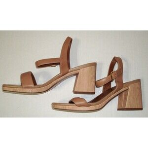 New Womens 10 M Sandals Shoes Naturalizer Block Heel Rose Bamboo Brown Tan